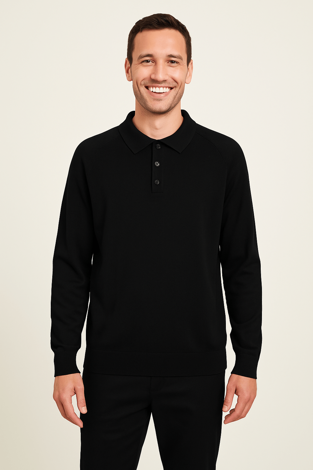 Langarm Polo Herren mit Polokragen | Feinstrick & Knopfleiste