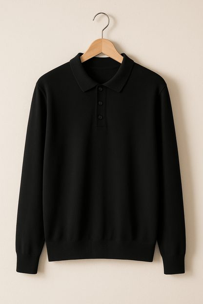 Langarm Polo Herren mit Polokragen | Feinstrick & Knopfleiste