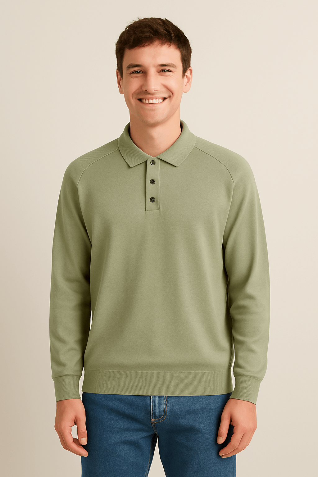 Langarm Polo Herren mit Polokragen | Feinstrick & Knopfleiste