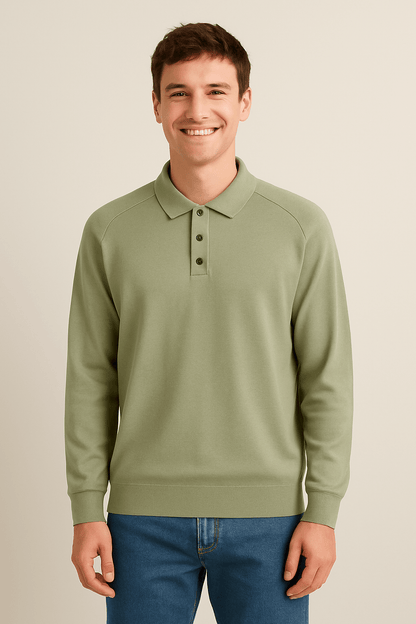 Langarm Polo Herren mit Polokragen | Feinstrick & Knopfleiste