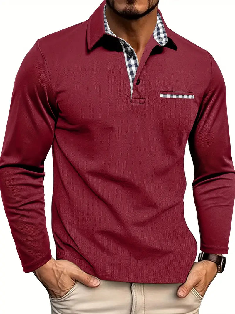 Langarm-Poloshirt aus Baumwolle für Herren | Bequeme Passform