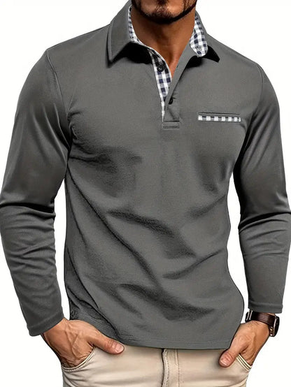 Langarm-Poloshirt aus Baumwolle für Herren | Bequeme Passform