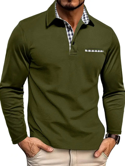 Langarm-Poloshirt aus Baumwolle für Herren | Bequeme Passform