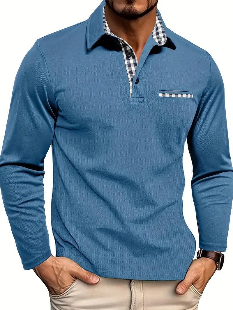 Langarm-Poloshirt aus Baumwolle für Herren | Bequeme Passform