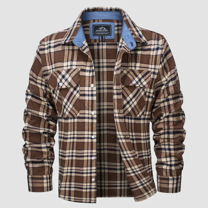 Langarm-Poloshirt für Herren | Karomuster