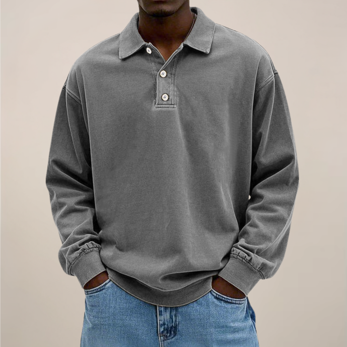 Langarm-Poloshirt für Herren | Weiche Baumwollmischung