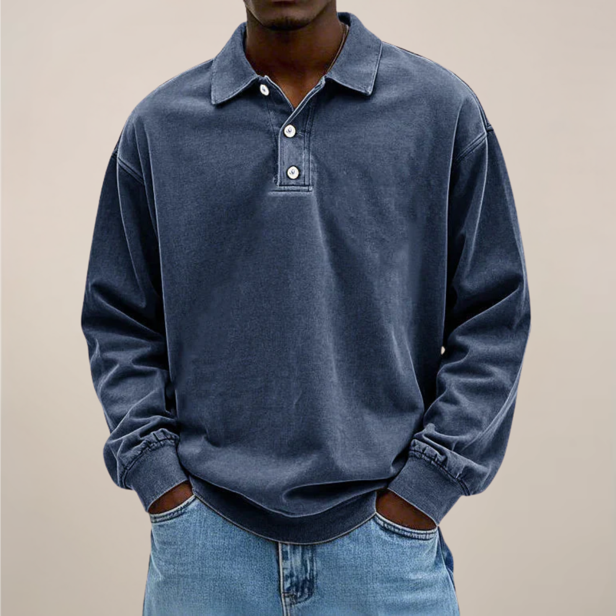 Langarm-Poloshirt für Herren | Weiche Baumwollmischung