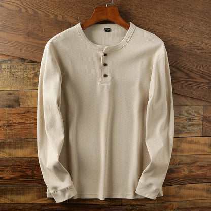 Langarm Shirt Herren | Rundhals & Knopfleiste