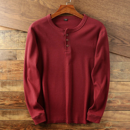Langarm Shirt Herren | Rundhals & Knopfleiste