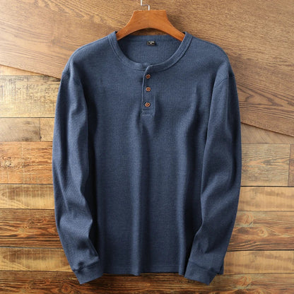 Langarm Shirt Herren | Rundhals & Knopfleiste