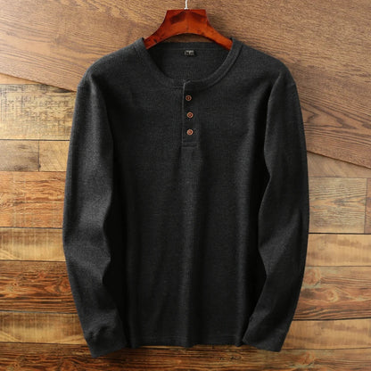 Langarm Shirt Herren | Rundhals & Knopfleiste