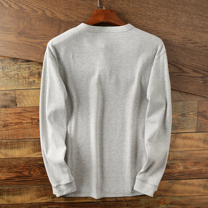 Langarm Shirt Herren | Rundhals & Knopfleiste