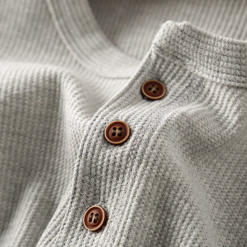 Langarm Shirt Herren | Rundhals & Knopfleiste