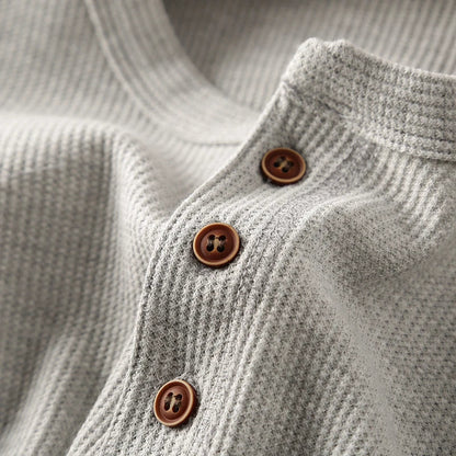 Langarm Shirt Herren | Rundhals & Knopfleiste