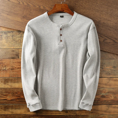 Langarm Shirt Herren | Rundhals & Knopfleiste