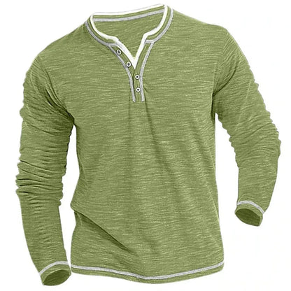 Langarm Shirt Herren | V-Ausschnitt & Kontrastblende