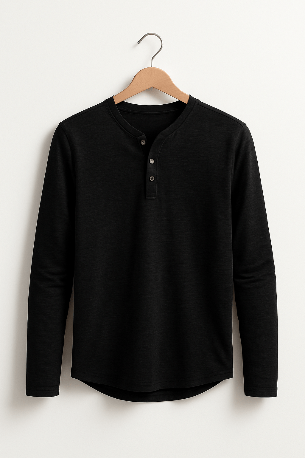 Langarm Shirt Herren mit Knopfleiste | Henley-Look & Rundhals