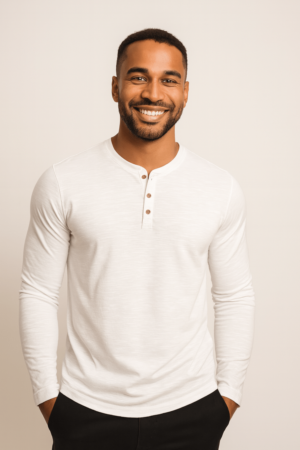 Langarm Shirt Herren mit Knopfleiste | Henley-Look & Rundhals