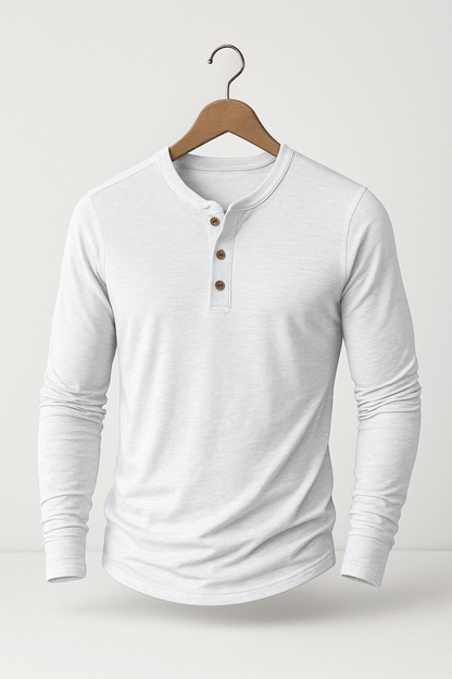 Langarm Shirt Herren mit Knopfleiste | Henley-Look & Rundhals