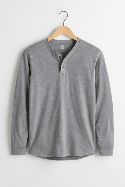Langarm Shirt Herren mit Knopfleiste | Henley-Look & Rundhals