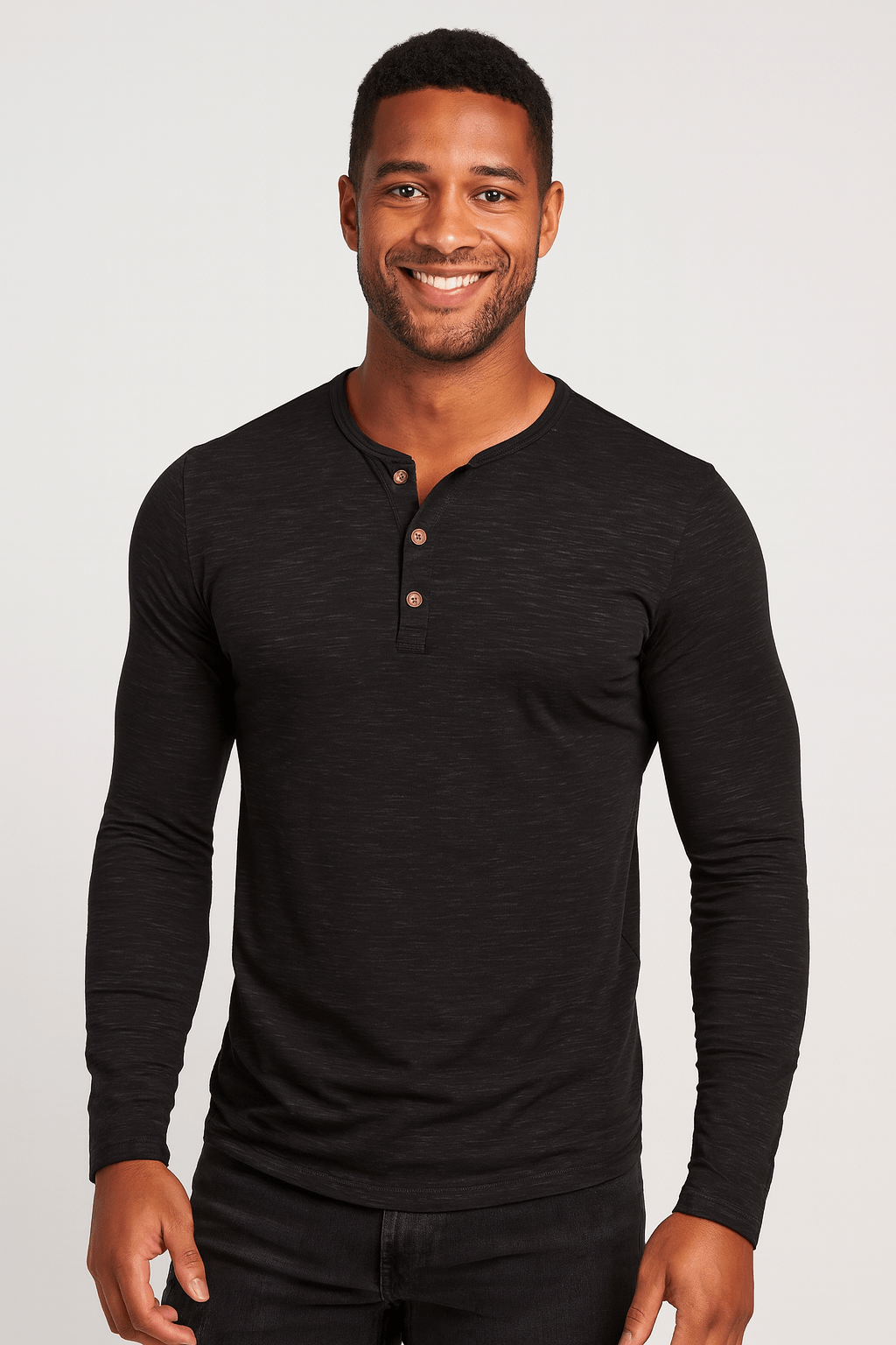 Langarm Shirt Herren mit Knopfleiste | Henley-Look & Rundhals
