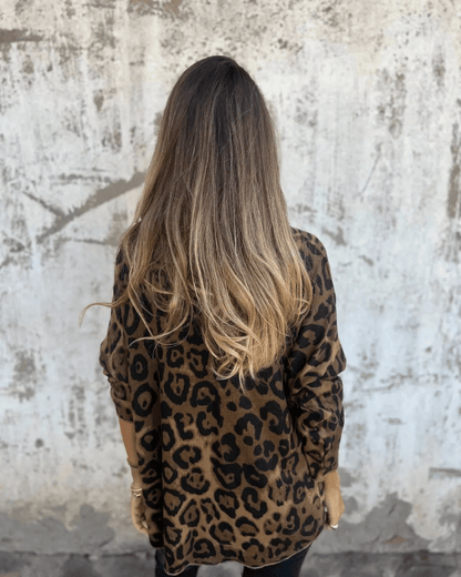 Langarm Top Damen | Animal-Print & Lockerer Fall