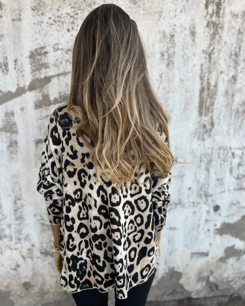 Langarm Top Damen | Animal-Print & Lockerer Fall