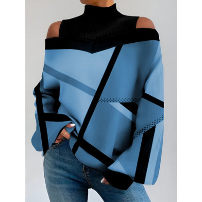Langarm Top Damen | Cold-Shoulder & Stehkragen