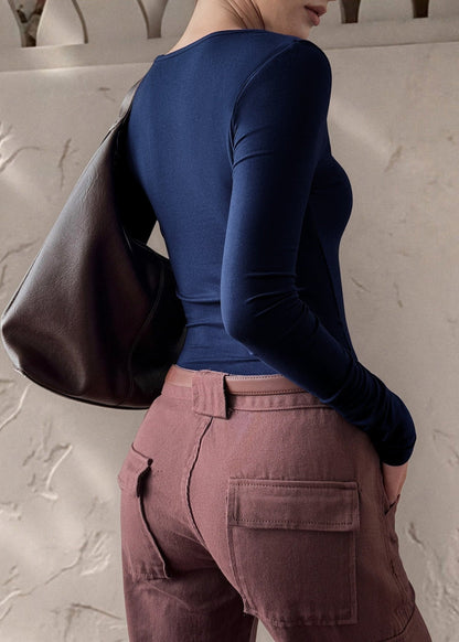 Langarm Top Damen | U-Ausschnitt & Slim Fit