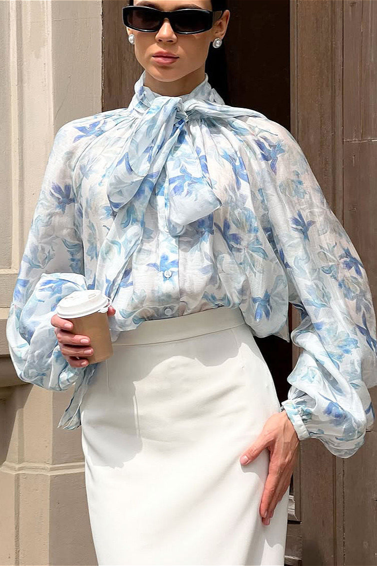 Langarm Top Damen mit Schleifenkragen | Elegant & Wandelbar