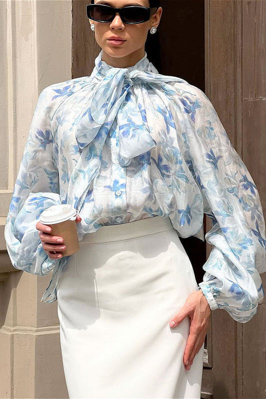Langarm Top Damen mit Schleifenkragen | Elegant & Wandelbar