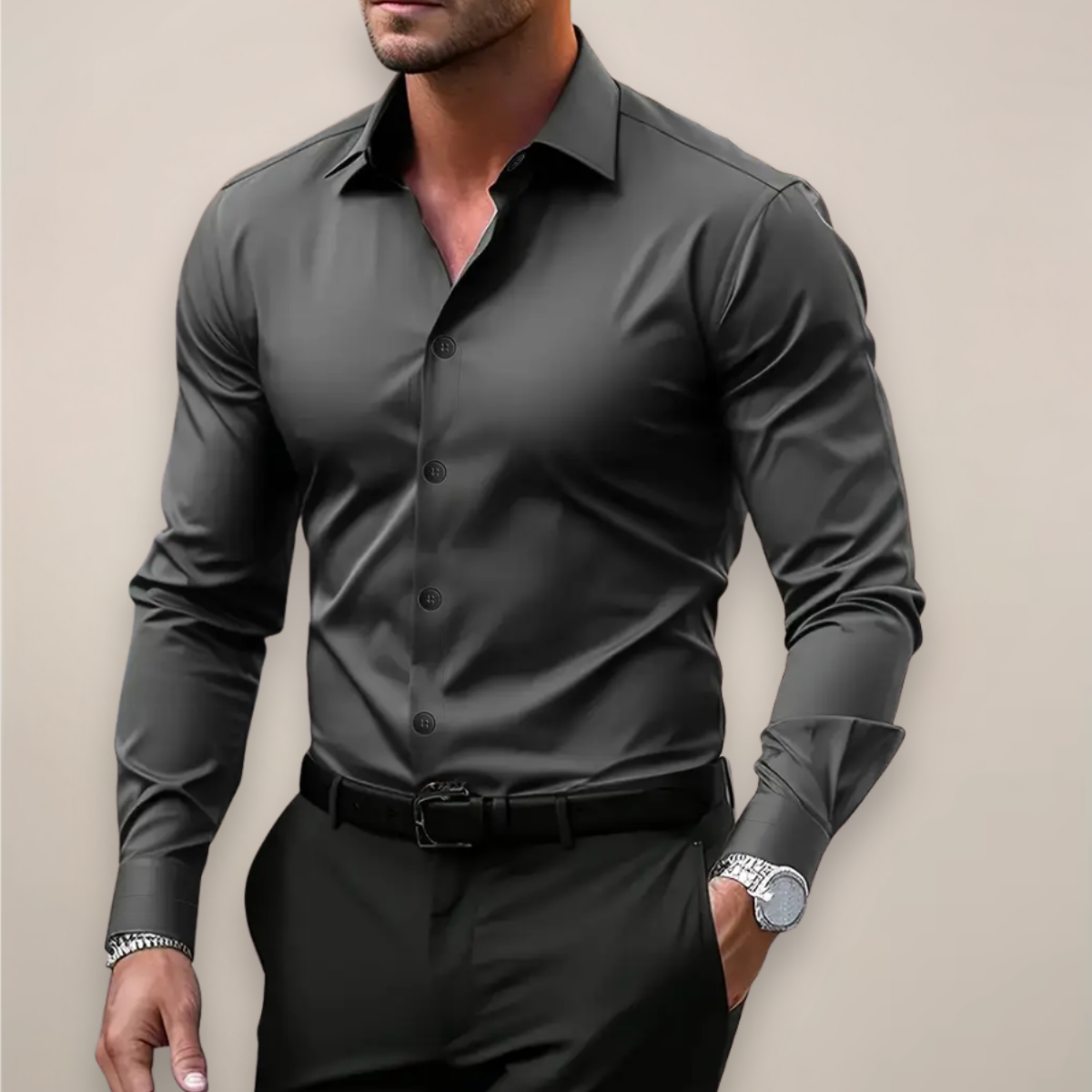 Langarmhemd für Herren | Regular Fit, Reverskragen