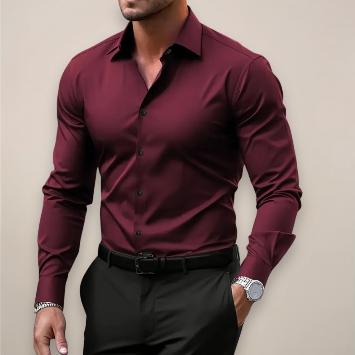 Langarmhemd für Herren | Regular Fit, Reverskragen