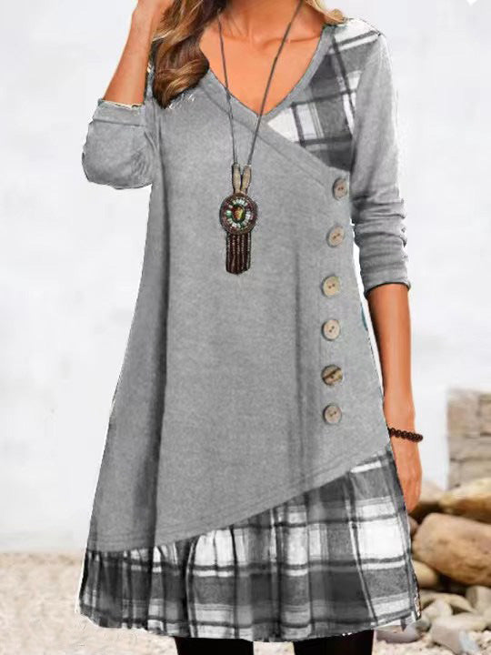 Langarmkleid Damen | V-Ausschnitt & Bequem für Winter