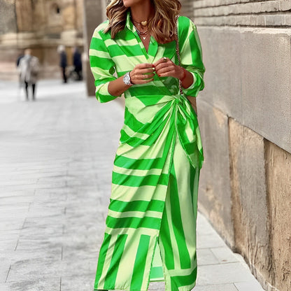 Langarmkleid Damen | Wickel-Optik & Knotendetail