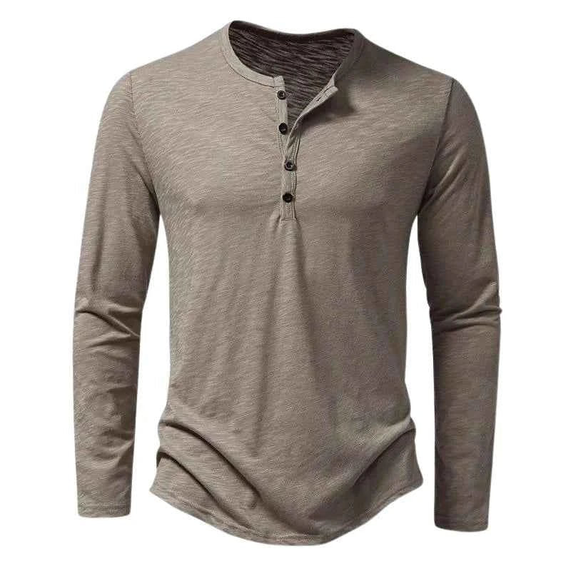 Langarmshirt Herren | Henley-Stil mit Knopfleiste