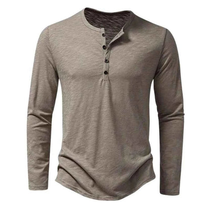 Langarmshirt Herren | Henley-Stil mit Knopfleiste