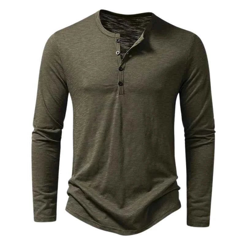 Langarmshirt Herren | Henley-Stil mit Knopfleiste