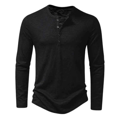 Langarmshirt Herren | Henley-Stil mit Knopfleiste