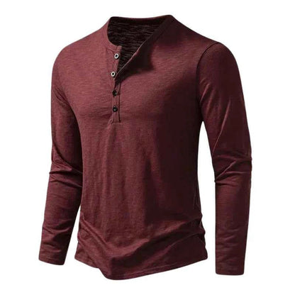 Langarmshirt Herren | Henley-Stil mit Knopfleiste