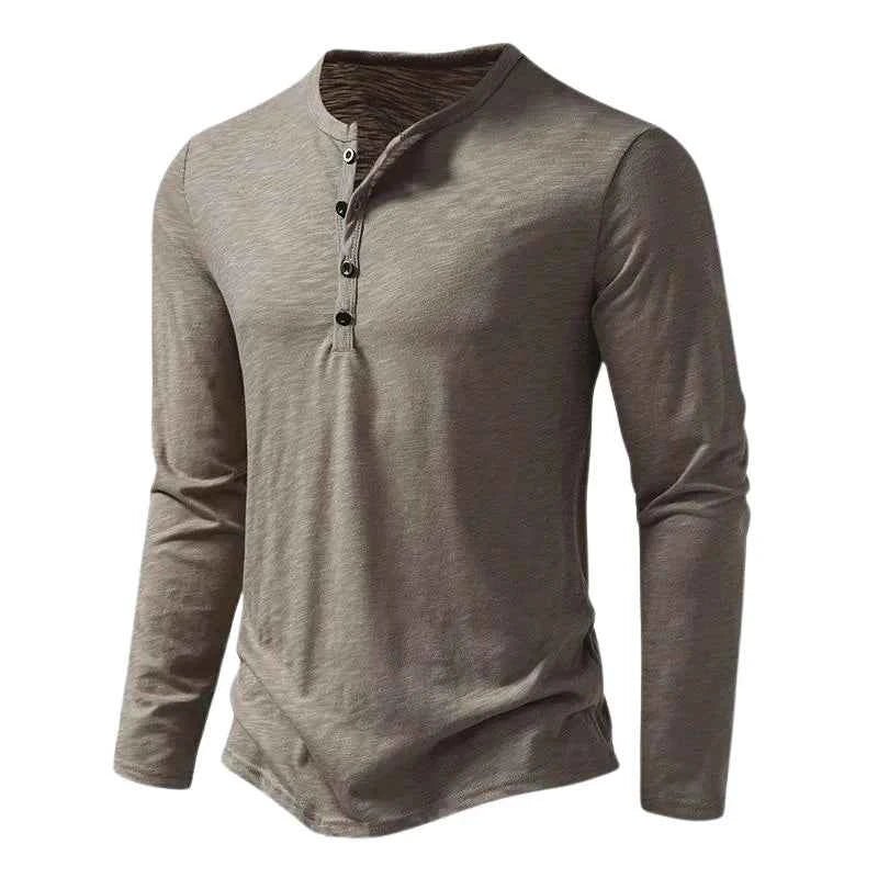 Langarmshirt Herren | Henley-Stil mit Knopfleiste