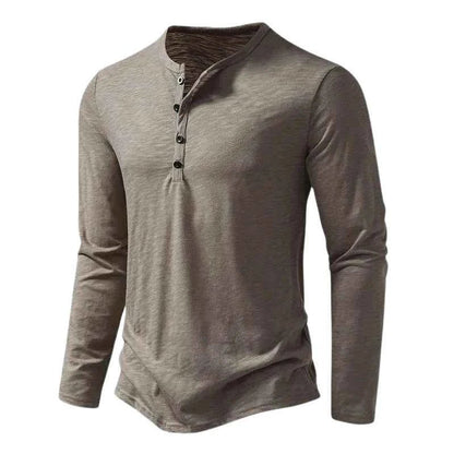 Langarmshirt Herren | Henley-Stil mit Knopfleiste