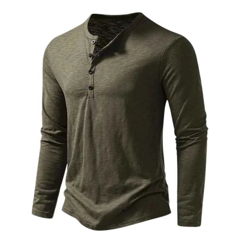 Langarmshirt Herren | Henley-Stil mit Knopfleiste