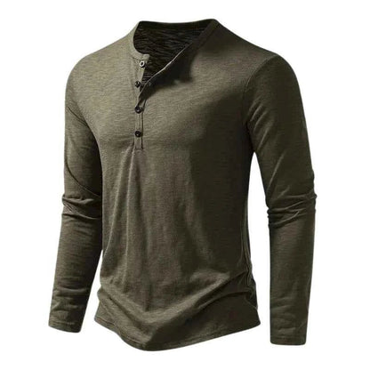 Langarmshirt Herren | Henley-Stil mit Knopfleiste