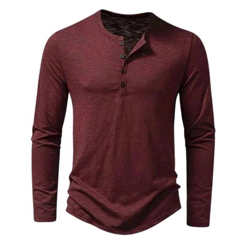 Langarmshirt Herren | Henley-Stil mit Knopfleiste
