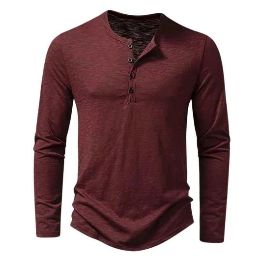 Langarmshirt Herren | Henley-Stil mit Knopfleiste