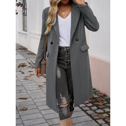 Gundula | Damen Longcoat Langer Mantel Grau - Grey - Image 4