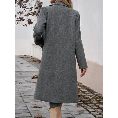 Gundula | Damen Longcoat Langer Mantel Grau - Grey - Image 6