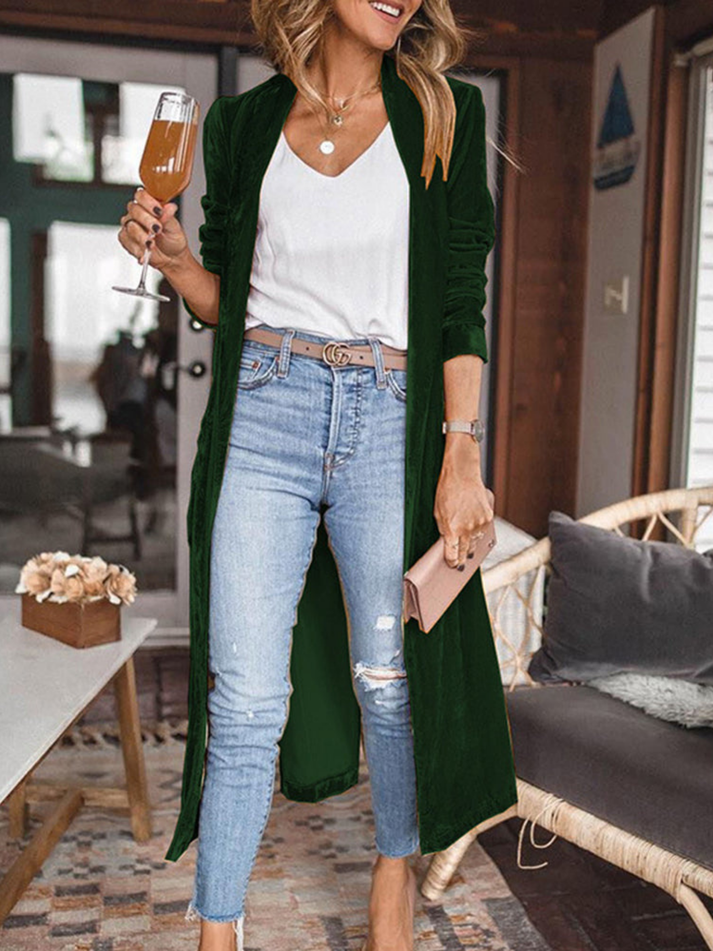 Langer Cardigan für Damen | Langarm