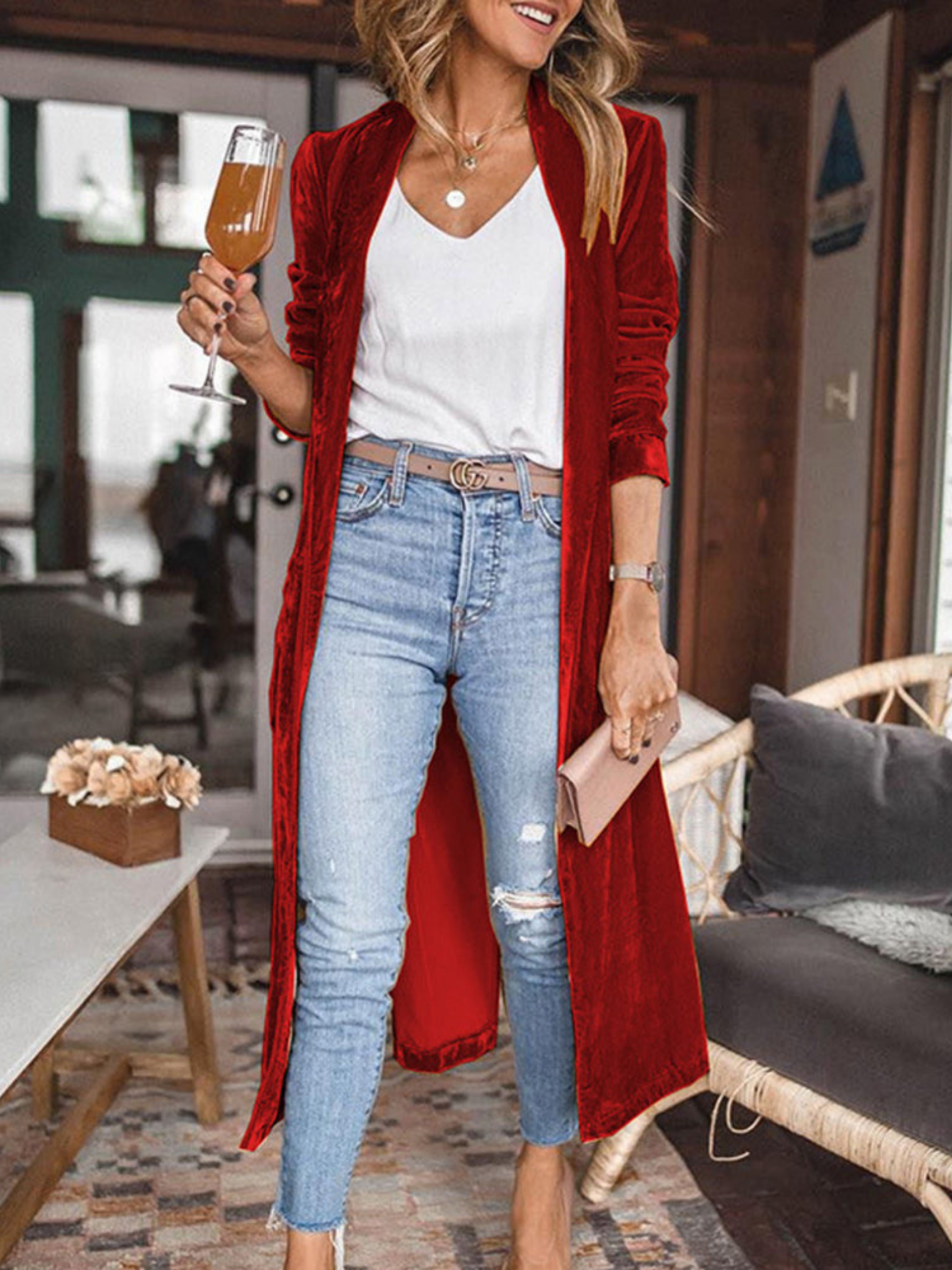 Langer Cardigan für Damen | Langarm